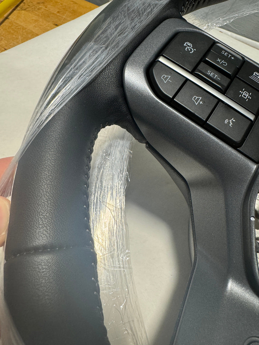 2021-2024 Ford F-150 Lariat OEM Black Leather Heated Steering Wheel With Buttons W/O Active Steering