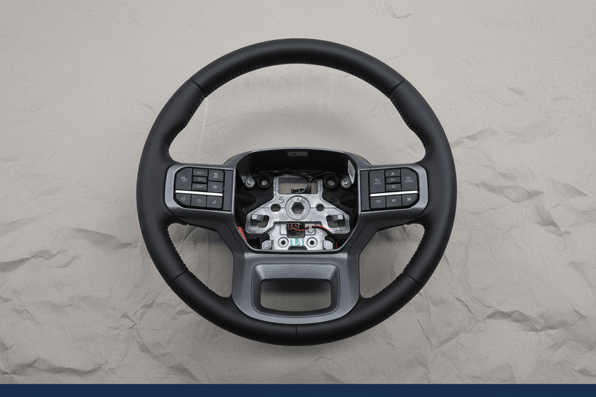 2023-2025 Ford F-250 F-350 F-450 F-550 Super Duty Lariat Steering Wheel Black Leather Heated OEM