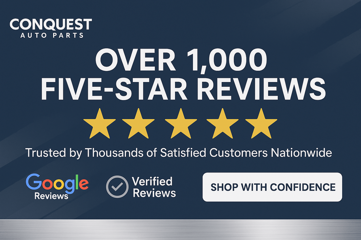 Conquest Auto Parts - 1000+ Five Star Reviews Banner
