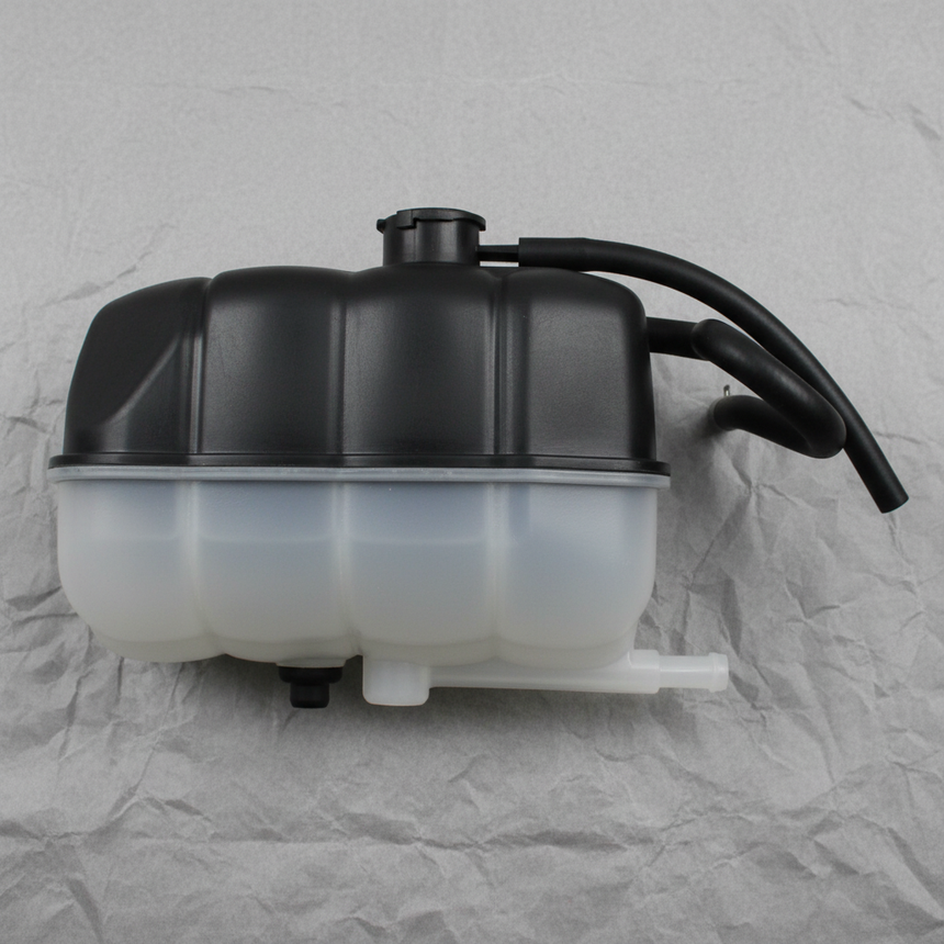 Close-up of Nissan OEM Radiator Coolant Reservoir Tank for 2014-24 Armada QX80 QX56