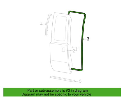 CL-1023-5C3Z-2625324-AA-C19 1999-2016 Ford F-250 F-350 Super Cab Back Door Inner Seal Weatherstrip Fits Either Side