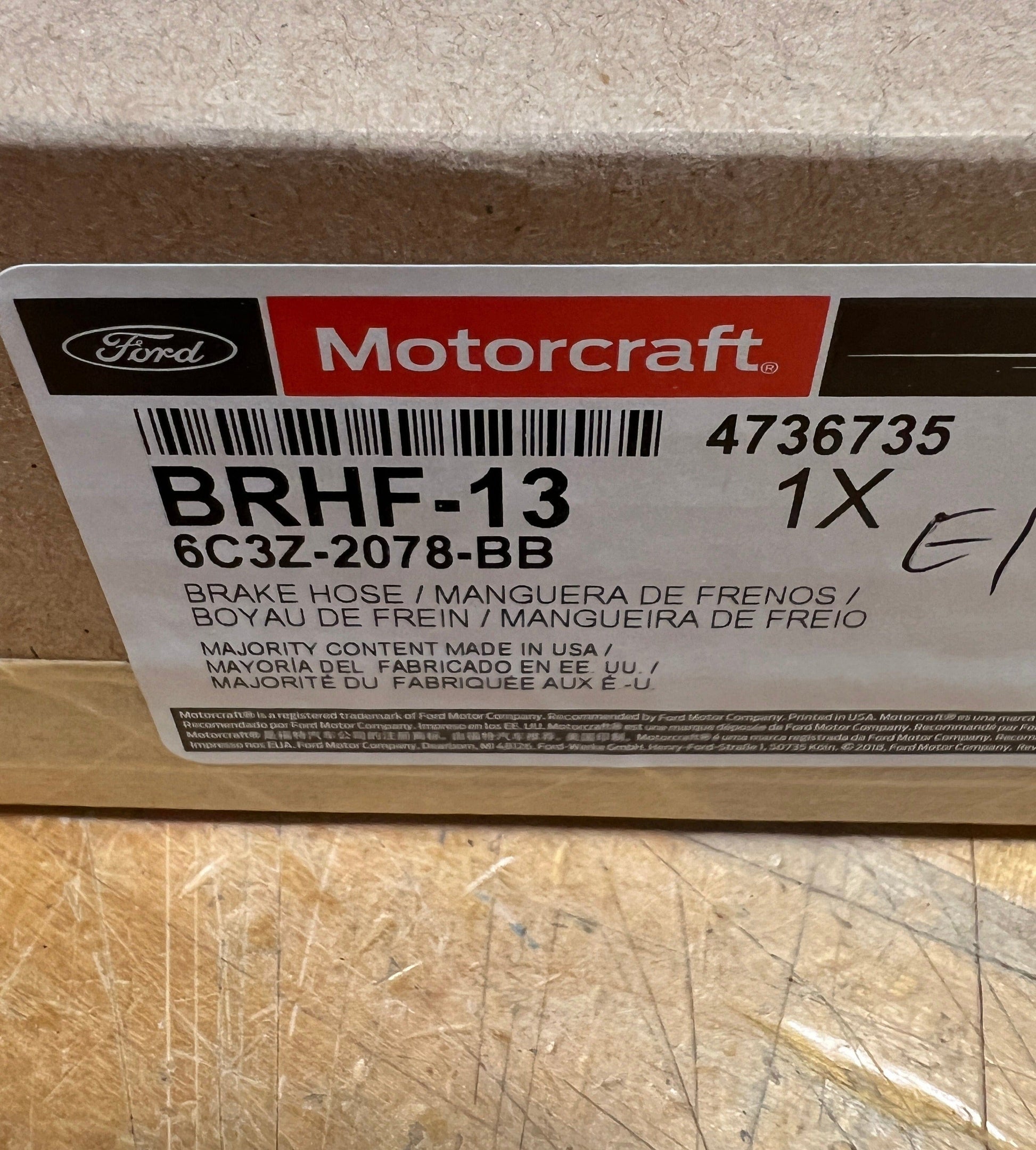 Cl-1023-6C3Z-2078-BB-E1 2005-2007 Ford F-250 F-350 4X4 Passenger Side Brake Hose 6C3Z-2078-BB / brhf13