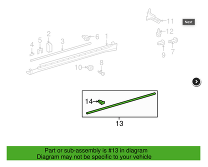 CL-0924-67863-53010-G19 2006-2014 Lexus IS 250 350 Passenger Side Front Door Lower Weatherstrip OEM