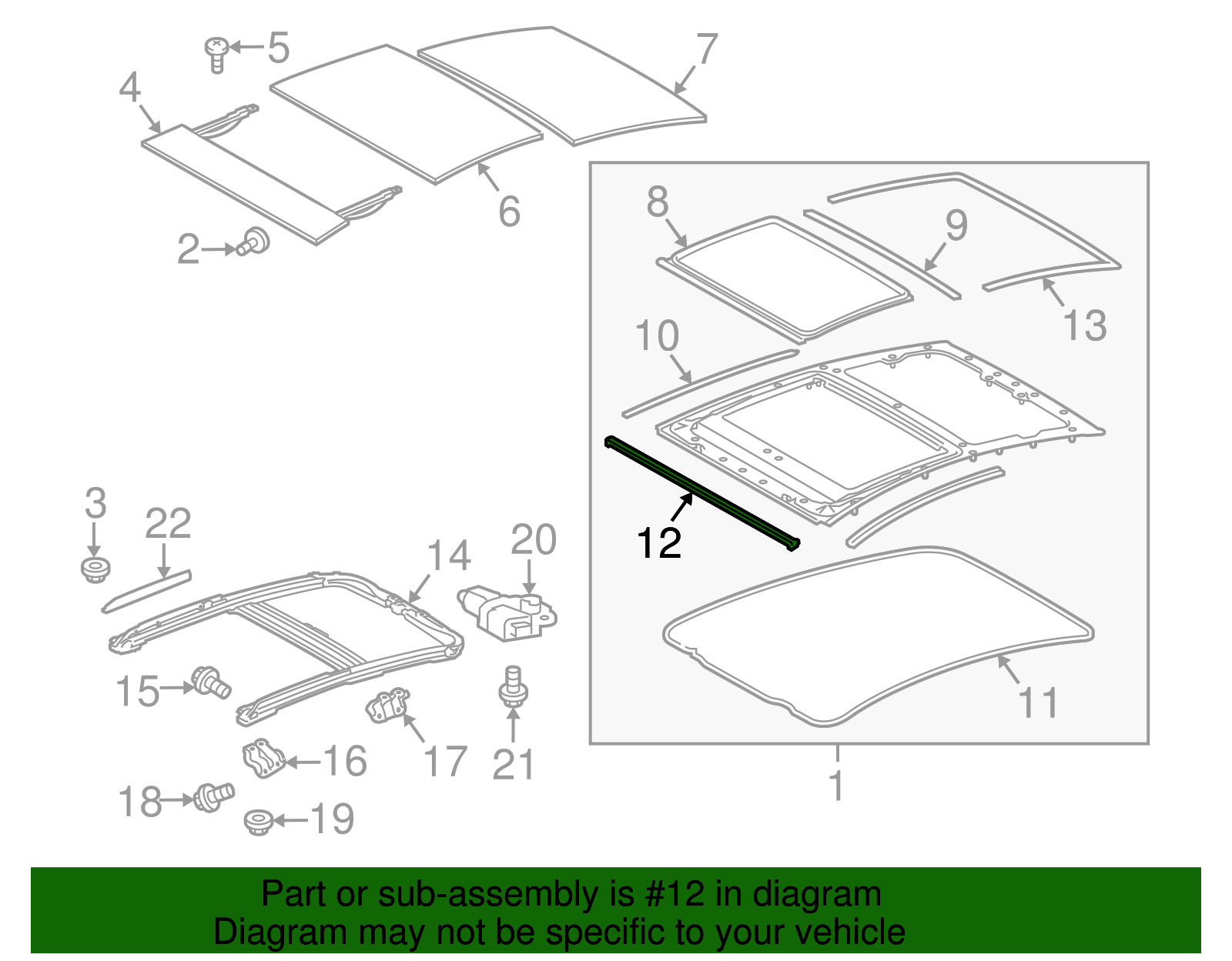 63215-47010 2010-2015 Toyota Prius Sunroof Opening Trim Moulding (Front) OEM