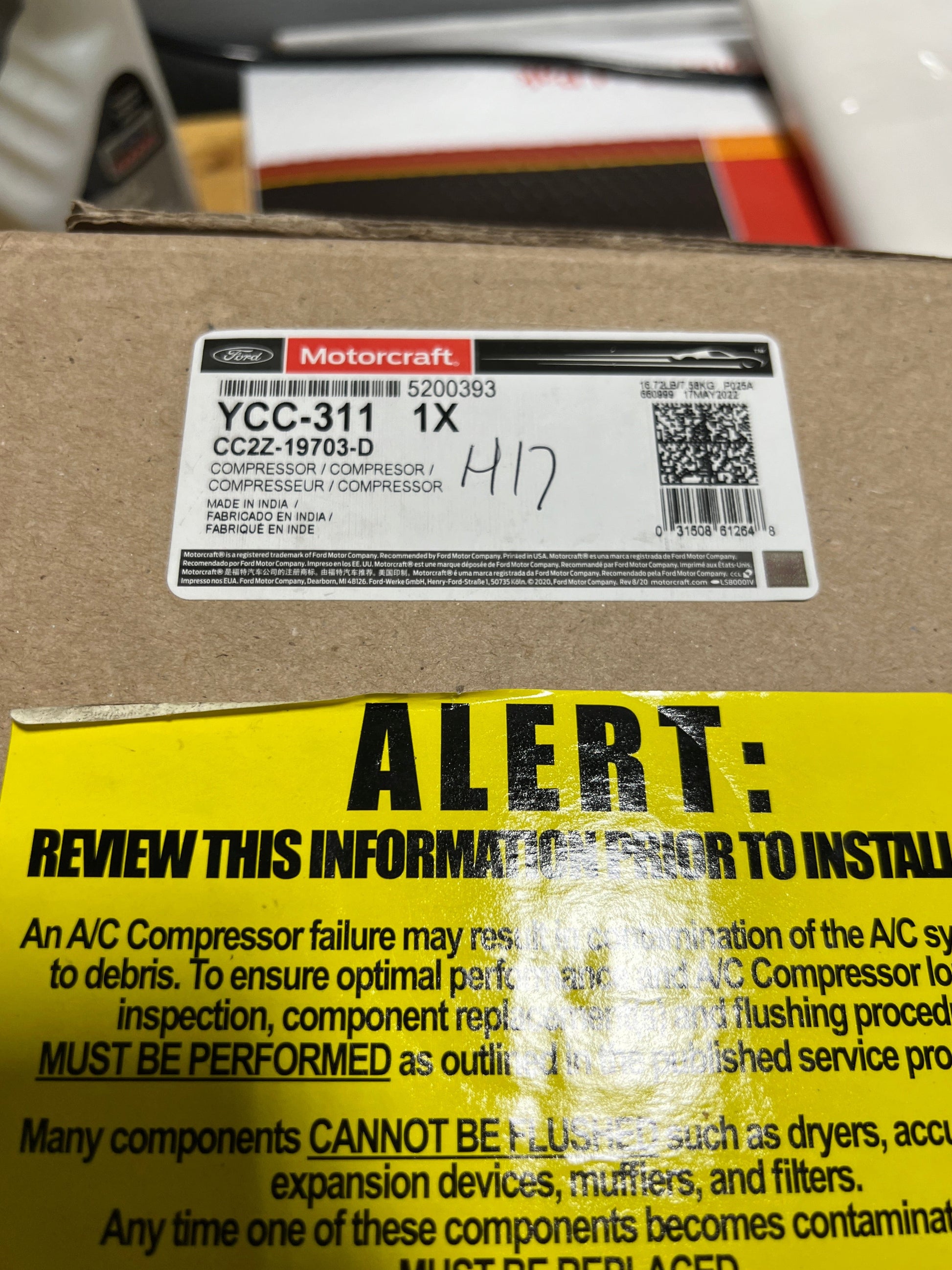 CL-0923-CC2Z-19703-D-H17 2010-2019 Ford E150 E250 Van Genuine OEM A/C Compressor CC2Z-19703-D /  ycc311