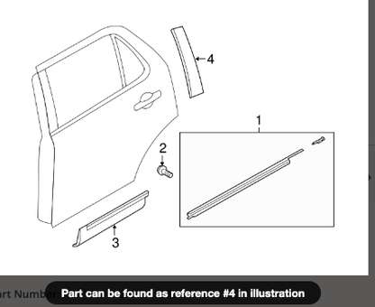 BB5Z-78255A35-AA) 2011-2019 Ford Explore Driver Side Rear Door Window Applique Molding Trim Black