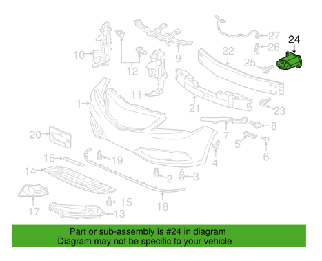 CL-1024-71185-TX6-A00ZZ-E19 2013-2015 Acura ILX Driver Side Front Bumper Extension Mount Bracket OEM