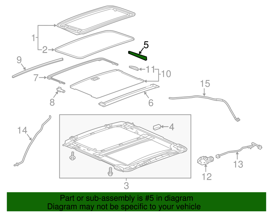 22823457 2013-2019 Cadillac ATS Sunroof Panel Side Opening Closeout Cover OEM