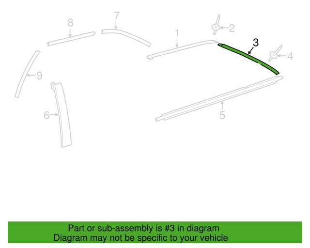 2015-2017 Toyota Camry Rear Passenger Side Door Window Side Frame Molding OEM