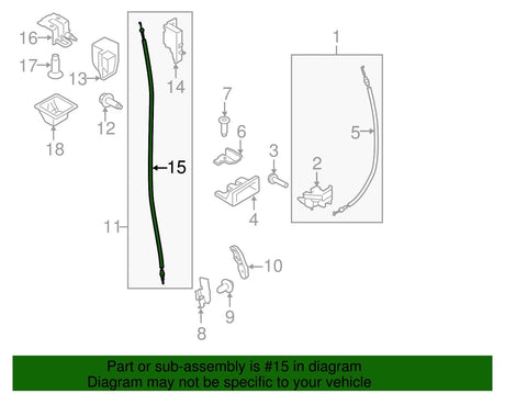 BK3Z-61431B42-B 2015-2019 Ford Transit Rear Driver Side Upper Door Latch Cable OEM