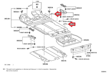 58595-08010-B2 2015-2020Toyota Sienna Floor Carpet Moulding Lock Cover Medium Gray OEM