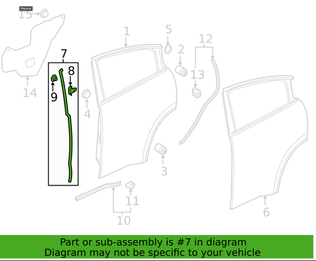 72825-T7A-305 2016-2022 Honda HR-V OEM Passenger Side Front Rear Door Sub Seal