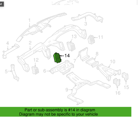 FL3Z-19893-AP 2017-2022 Ford F-250 F-350 Dashboard Center Driver Side Air Vent OEM