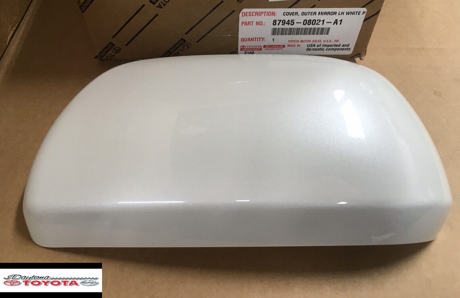 87945-08021-A1 2018-2020 Toyota Sienna Driver Mirror Cover For Non Turn Signal Mirror  White 070