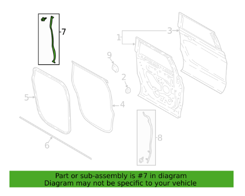 JL1Z-4028125-A 2018-2024 Ford Expedition Rear Driver Side Door Weatherstrip OEM