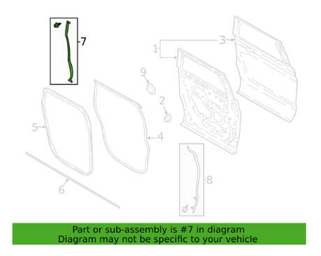 JL1Z-4028125-A 2018-2024 Ford Expedition Rear Driver Side Door Weatherstrip OEM