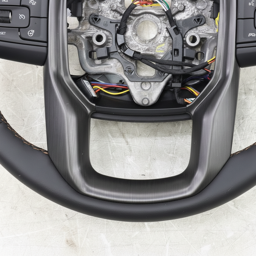 2019-2023 GMC Sierra AT4 Steering Wheel Black Leather Genuine OEM