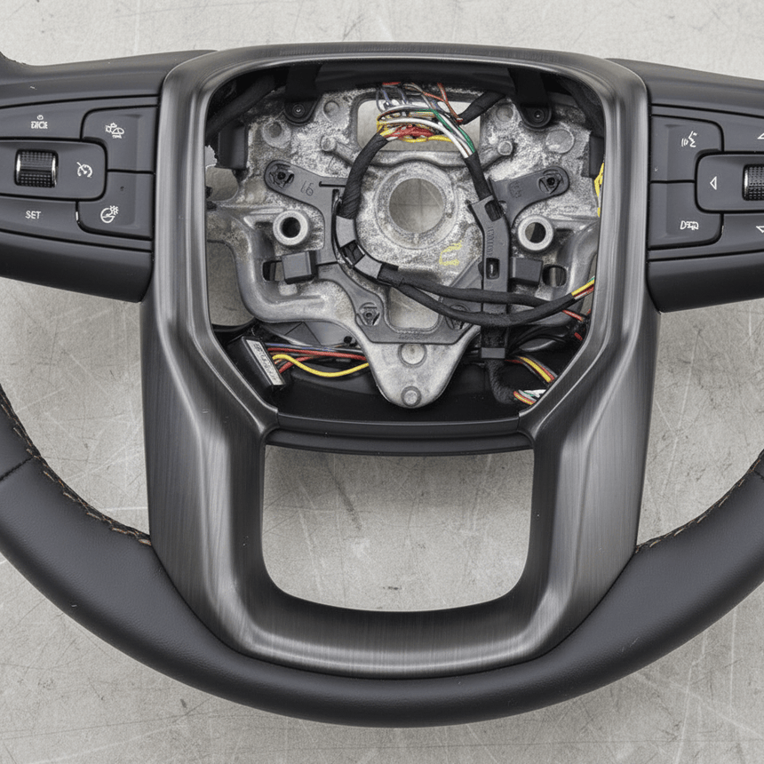 2019-2023 GMC Sierra AT4 Steering Wheel Black Leather Genuine OEM