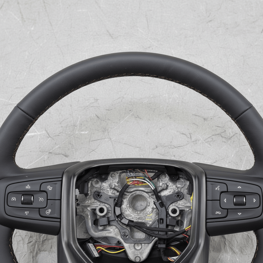 2019-2023 GMC Sierra AT4 Steering Wheel Black Leather Genuine OEM