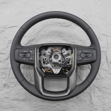 2019-2023 GMC Sierra AT4 Steering Wheel Black Leather Genuine OEM
