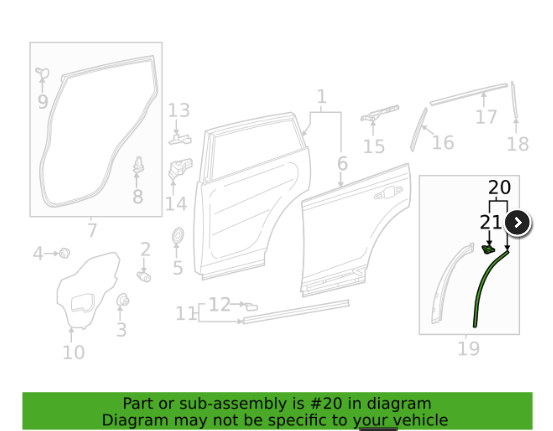 2019-2024 Toyota Rav4 Driver Side Door Frame Aux Weatherstrip Access OEM