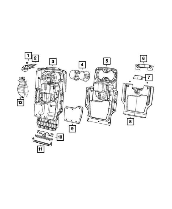 5ZF79TX7AA 2019-2025 Ram 1500 DT Split bench Seat Armrest Console Rubber Mat OEM