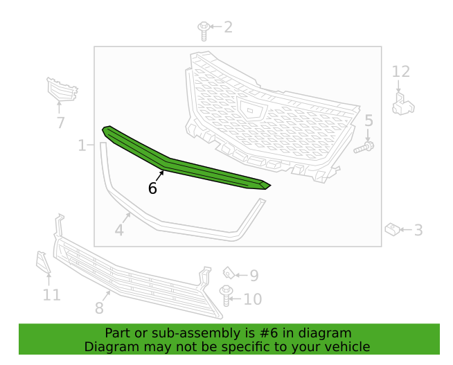 84383320-H1 2020-2022 Cadillac XT6 Silver Front Grille Filler Molding OEM