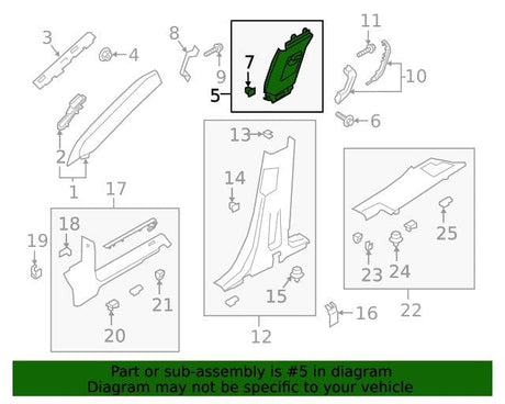 LB5Z-7824347-AF 2020-2024 Ford Explorer Driver Side Upper Center Pillar Trim Ebony OEM