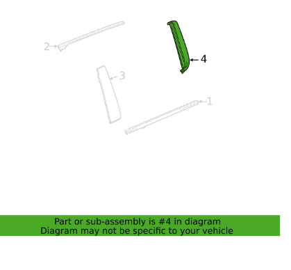 87850171 2020-2024 Silverado 2500 3500 Crew Cab Rear Passenger Window Frame Rear Applique OEM