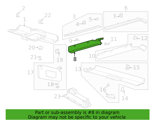 CL-0523-M2DZ-98613D10-AA-J3 2021-2022 Ford Bronco 2 Door Passenger Side Sunroof Opening Trim