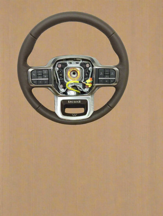 ML3Z-3600-FL 2021-2023 Ford F-150 King Ranch Brown Leather Steering Wheel For Active Steering Only OEM