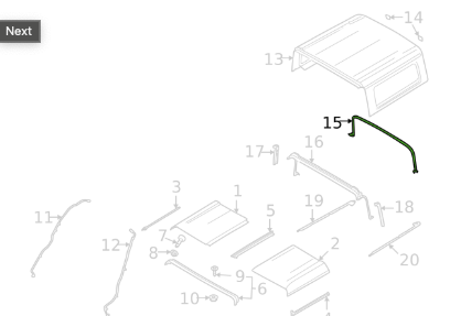 M2DZ-78205G61-B 2021-2024 Ford Bronco 4 Door Rear Roof Body Hard Top Weather Strip Seal OEM