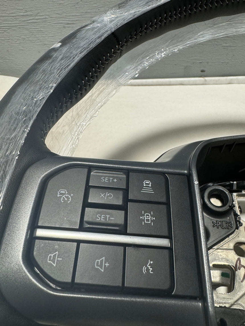 2021-2024 Ford F-150 Lariat OEM Black Leather Heated Steering Wheel With Buttons W/O Active Steering