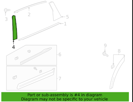 72970-TYA-A01 2022-2025 Acura MDX Driver Side Door Rear Door Front Molding Applique OEM