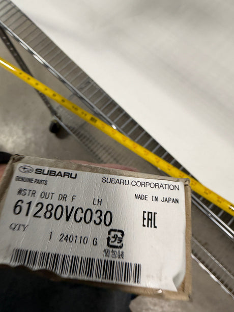 CL0925-61280VC030-F13 22-24 Subaru WRX Driver Side Front Door Outer Window Weatherstrip OEM