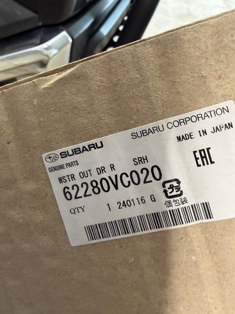 CL0925-62280VC020-F13 22-24 Subaru WRX Driver Side Rear Door Outer Window Weatherstrip OEM