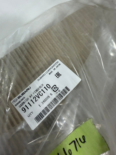 CL0925-91112VC110-G23 22-24 Subaru WRX Drvr Side Front Fender Arch Molding OEM