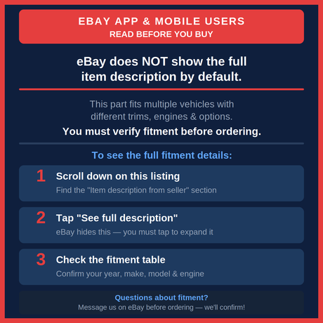 Check fitment before buying - tap see full description