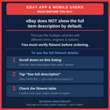 Check fitment before buying - tap see full description on eBay
