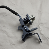 Top macro crop on light grey wrinkled kraft paper background