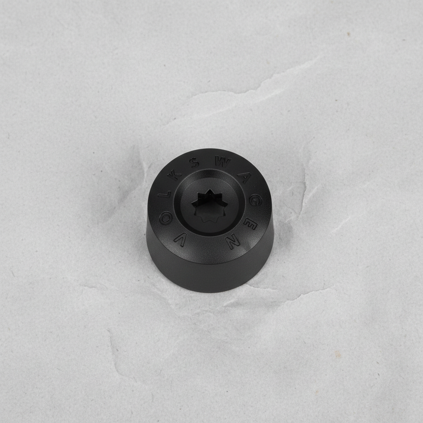 2009-26 Volkswagen Atlas Golf GTI Beetle OEM Wheel Bolt Cover Black Full View