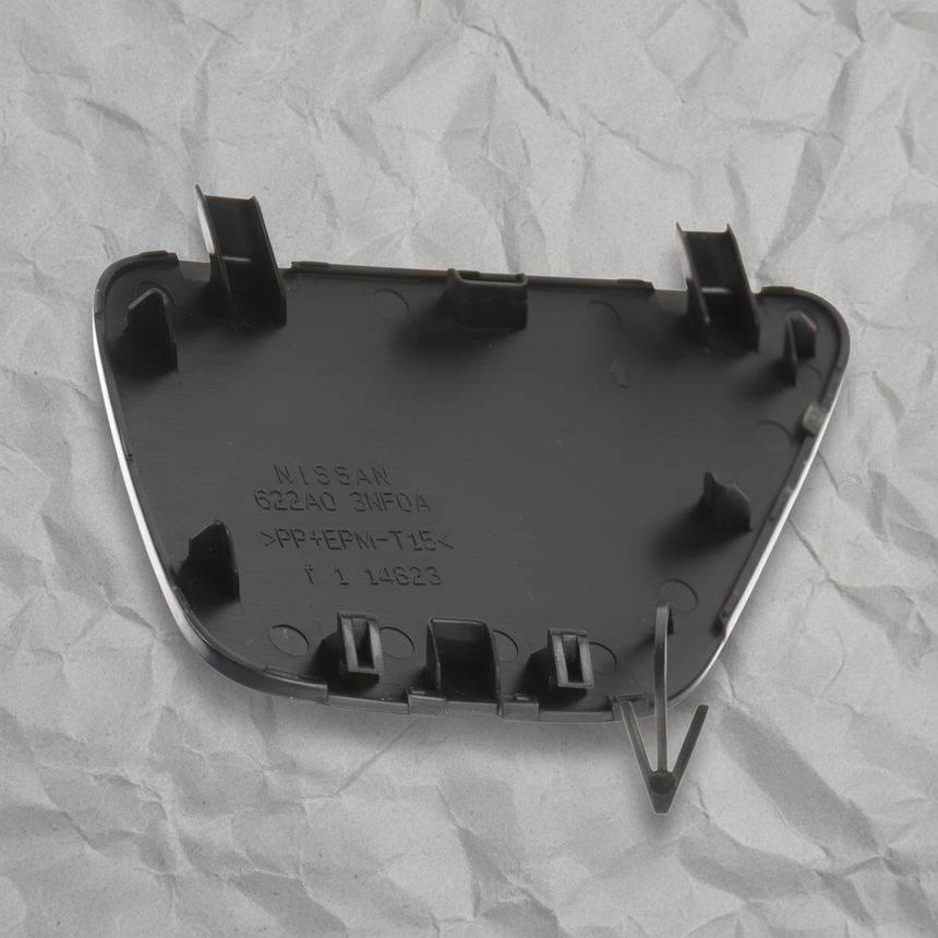 2013-17 Nissan LEAF Electric OEM Front Bumper Tow Hook Cover Trim Unpainted - Full View 2