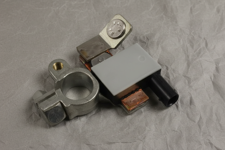 2015-2019 Chevrolet Impala Negative Battery Terminal With Current Sensor - rotated 30 degrees on gray kraft paper