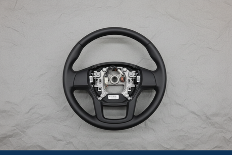 Ford Super Duty Lariat steering wheel third rotated view