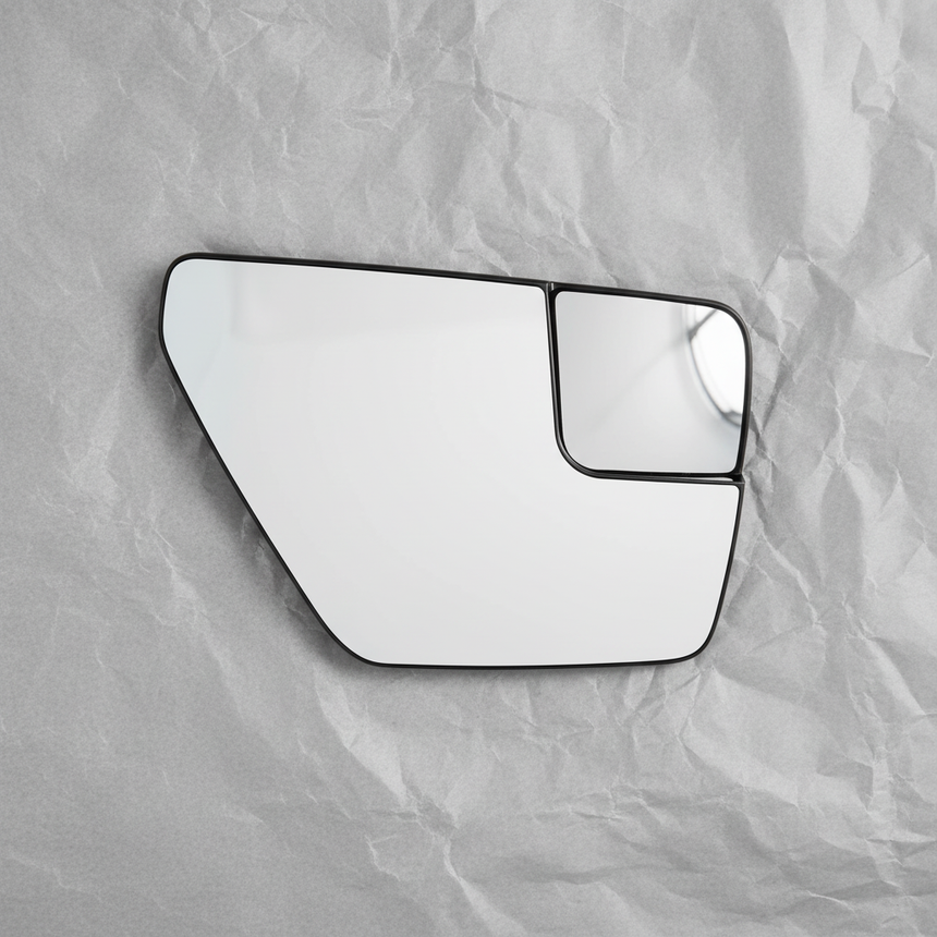 2021-2023 Ford F-150 Passenger Side Mirror Glass OEM ML3Z-17K707-C on grey kraft paper background