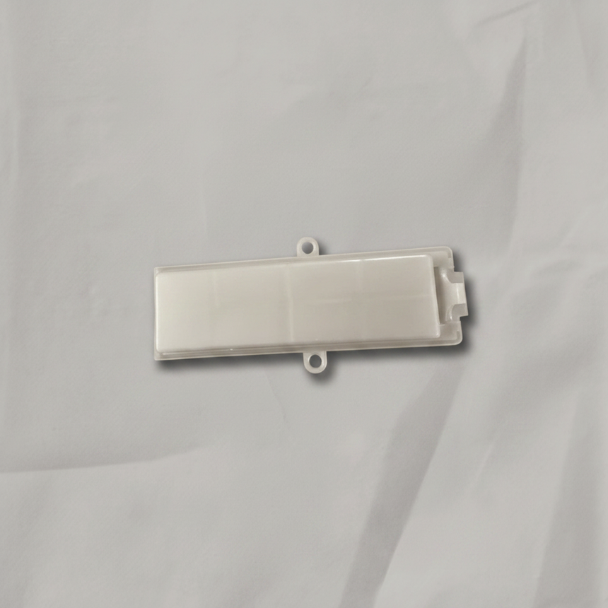 Full view of filter cover angle 2 on light grey wrinkled kraft paper
