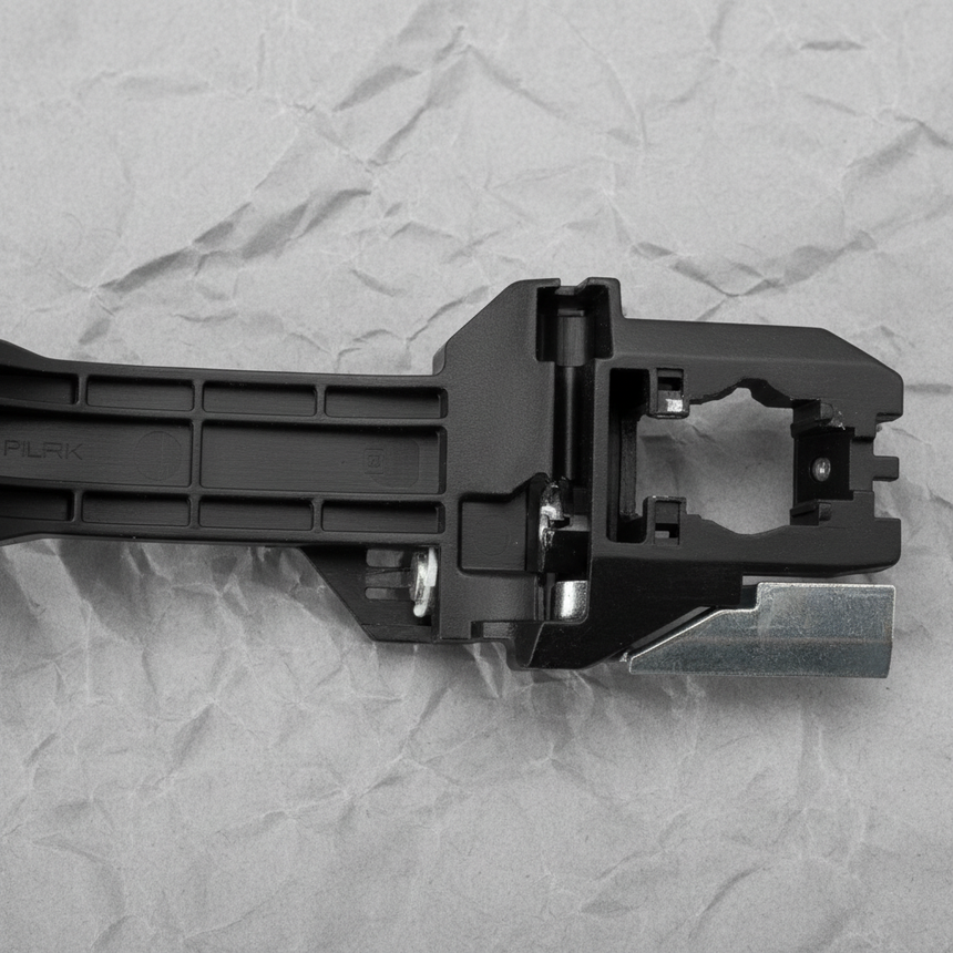 2017-2023 Nissan Qashqai Rogue Sport Passenger Exterior Door Handle Base OEM - Bottom Detail Angle 2