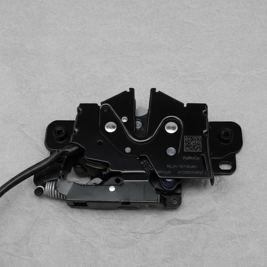 Bottom section close-up of Ford OEM Hood Latch for 2022-25 F-150 Lightning