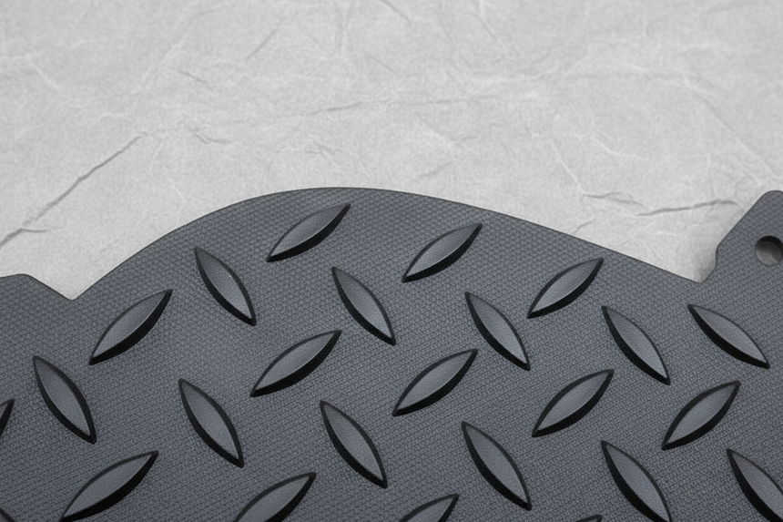 Passenger Side Rear Bumper Step Pad Insert - Middle Section Detail