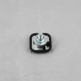 Middle macro crop on light grey wrinkled kraft paper background